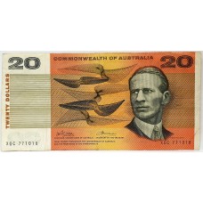 AUSTRALIA 1974 . TWENTY 20 DOLLAR BANKNOTE . ERROR . WET INK TRANSFER